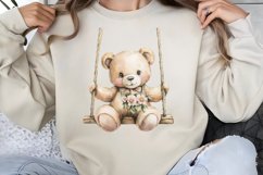 Watercolor Pink Teddy Bear Clipart PNG Product Image 1