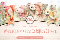 Watercolor Cute Goldfish Clipart PNG Product Image 1