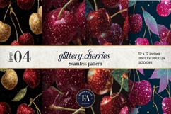 Glitter Coquette Cherry Pattern | Sparkly Glam Texture Paper Product Image 1