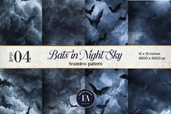 Bats Night Sky Pattern, Dark Gothic Bat Seamless Paper Product Image 1
