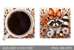 Cute Raccoon Coaster. Cute Raccoon Sublimation Product Image 1