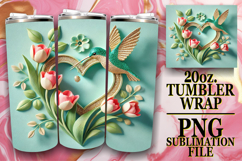 Serene reflections 20oz tumbler wrap, 3D Heart Product Image 1