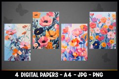 4 Beautiful Flowers Digital Papers I Junk Journal Pages Product Image 2