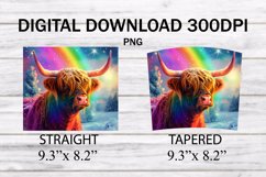 Rainbow Highland Cow 20 oz Tumbler Wrap Product Image 2
