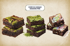 Matcha Brownies Clipart Bundle 4 PNG Product Image 3
