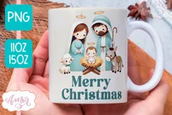 Christmas nativity mug wrap PNG for sublimation 11oz 15oz Product Image 1