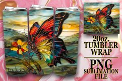 20oz Wrap: Colorful Glittering Butterfly Design Product Image 1