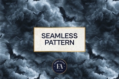 Bats Night Sky Pattern, Dark Gothic Bat Seamless Paper Product Image 3