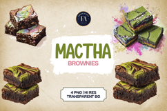 Matcha Brownies Clipart Bundle 4 PNG Product Image 1