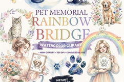 Pet Memorial Rainbow Bridge Clipart | 70 Watercolor PNG Product Image 11