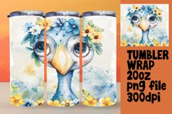 Summer Floral Flamingo Tumbler Wrap Design Product Image 1