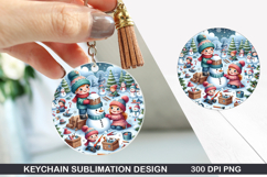Penguin Keychain Sublimation - Christmas Keychain PNG Product Image 1
