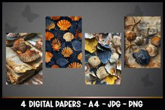 4 Vintage Summer Seashell Digital Papers I Junk Journal Page Product Image 2