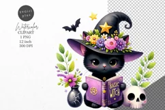 Halloween clipart, Black cat clipart, Cat sublimation Product Image 1