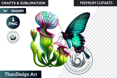 Tropical Butterfly &amp; Flower Clipart: Vibrant floral PNG Product Image 1