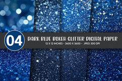Dark Blue Bokeh Glitter Digital Paper Product Image 1