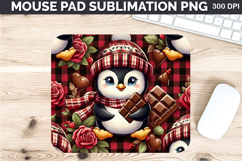 Watercolor Penguins Mouse Pad Sublimation - Valentines PNG Product Image 1