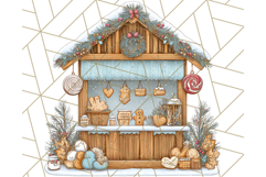 Cozy Christmas Market Stall Clipart PNG, Holiday Art Png Product Image 2