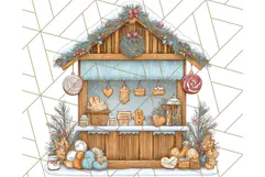 Cozy Christmas Market Stall Clipart PNG, Holiday Art Png Product Image 2