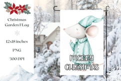 Watercolor Christmas Mouse Garden Flag, Winter Sublimation Product Image 1
