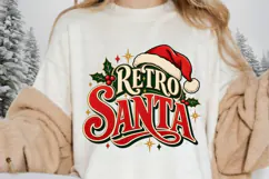 Retro Santa PNG - Vintage Santa Hat Christmas Typography Product Image 2