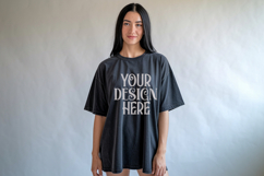 Black Comfort Colors 1717 T-shirt Mockups, Real Model Mock Product Image 1
