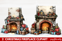 Cozy Christmas Fireplace Clipart | Holiday Mantel &amp; Winter Product Image 1