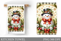 Snowman Kitchen Towel Design. Christmas Kitchen Towel Product Image 1