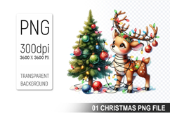 Watercolor Cute Christmas Reindeer Clipart PNG Bundle Product Image 2