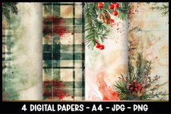 4 Vintage Christmas Floral Digital Papers I Junk Journal Product Image 1