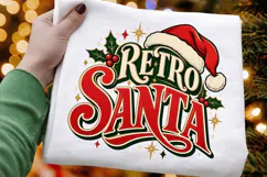 Retro Santa PNG - Vintage Santa Hat Christmas Typography Product Image 1