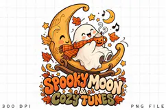 Spooky Moon and Cozy Tunes Halloween Ghost Sublimation Product Image 3