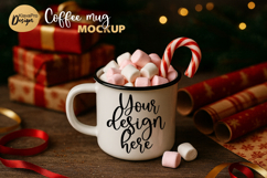Vintage Christmas Mug Mockup | Holiday Enamel Cup with Gifts Product Image 1