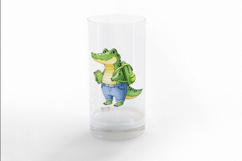 Cute Crocodile with Backpack Reading a Book Watercolor PNG Product Image 3