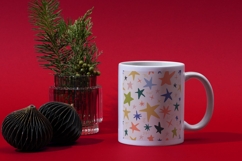 Beige whimsical Christmas pattern with colorful stars a Product Image 2