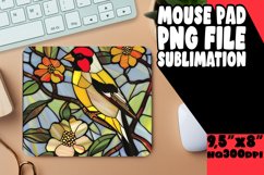 Stained Glass Bird Design Mouse Pad Sublimation PNG Product Image 1