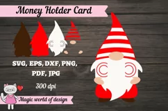 3d Christmas Gnome in a striped hat Money Holder SVG, Layere Product Image 2