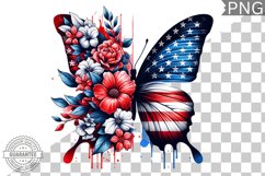 4Th Of July Flora Butterfly - Sublimation 4th of July PNG Product Image 1