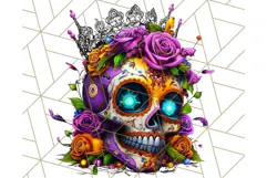 Bright Sugar Skull PNG Clipart, Halloween Colorful Skull Png Product Image 2