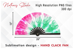 Vibrant Tie Dye Pattern - HAND CLACK FAN Sublimation. Product Image 1