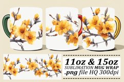 Floral Mug Wrap - Spring Flower Design 11oz 15oz Product Image 1