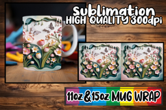 Heartfelt dreams sublimation mug wrap, 3D Flowers Product Image 1