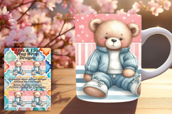 Luxurious 11oz Mug Wrap Png Design , Teddy Bear Product Image 1