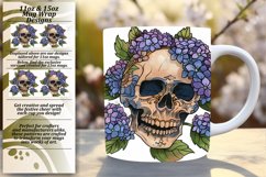 Elegant Floral Skull Mug Artwork PNG Product Image 1