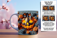 Enchanting 11oz Mug Wrap Png Design , 3D Pumpkin Product Image 1