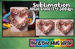 Radiant moments sublimation 11oz 15oz mug wrap, 3D Heart Product Image 1