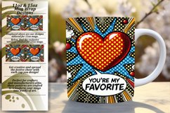 Eye-Catching 15oz Mug Wrap Png Template , 3D Heart Product Image 1