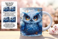 Watercolor Owl Mug Wrap 11oz 15oz Sublimation Product Image 1