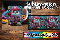 Winter Owl Embroidery Mug Wrap Christmas 11oz 15oz Product Image 1