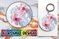 Lily Reflections: Round Sublimation Art Keychain PNG Product Image 1